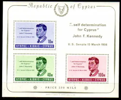 Zypern Mi.Nr. Block 3 John F. Kennedy, 1. Todestag
