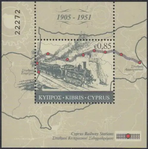 Zypern Mi.Nr. Block 31 Cyprus Government Railway, Eisenbahn, Streckenskizze