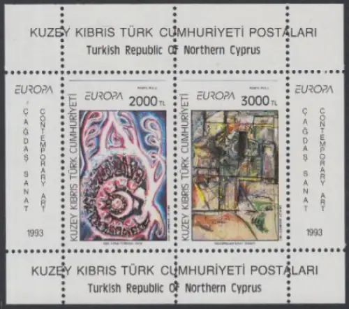 Zypern (türk.) Mi.Nr. Block 12 Europa 93, Zeitgenössische Kunst, Gemälde