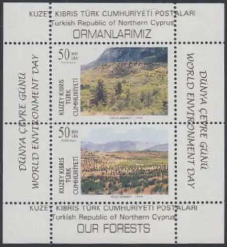 Zypern (türk.) Mi.Nr. Block 15 Int.Tag der Umwelt, Aufforstungsgebiete