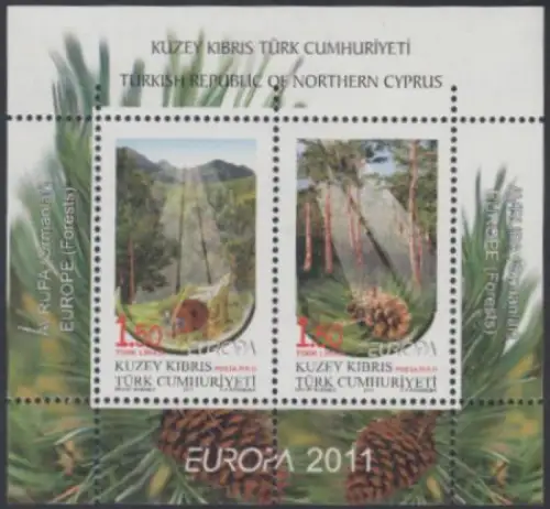 Zypern (türk.) Mi.Nr. Block 29 Europa 11, Der Wald, Gebirgs- + Küstenwald