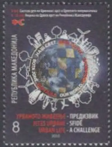 Makedonien Zwangszuschlagsm.Mi.Nr. 153 Woche des Roten Kreuzes, Weltkugel (8)