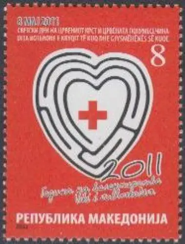 Makedonien Zwangszuschlagsm.Mi.Nr. 157 Woche des Roten Kreuzes, Herz (8)