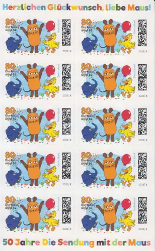 D,Bund Mi.Nr. 3597, 50 Jahre Die Sendung mit der Maus (Folienbl.105)