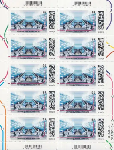 D,Bund Mi.Nr. 3593 U-Bahn-Station Hamburg Überseequartier (Klbg.)