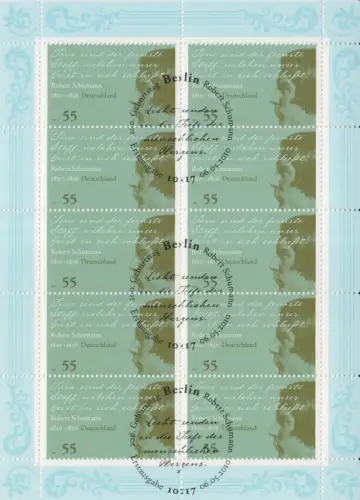 D,Bund Mi.Nr. 2797 200. Geb. Robert Schumann (Klbg.) Stempel Berlin