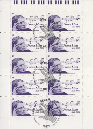 D,Bund Mi.Nr. 2846 200. Geb. Franz Liszt, Komponist (Klbg.)