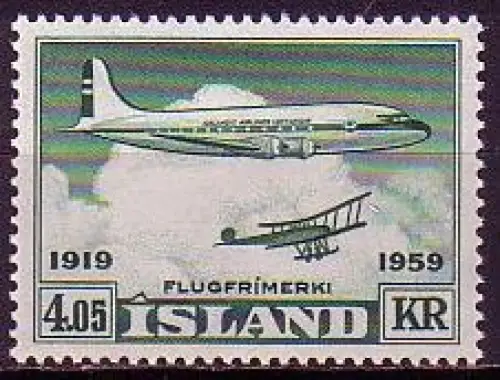 Island Mi.Nr. 334 Luftverkehr, Flugzeuge Douglas DC-4 + Avro 504 K (4,05)