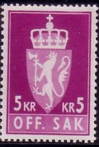 Norwegen Dienstmarke Mi.Nr. 85x Staatswappen (normales Papier) (5)