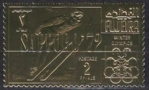 Fujeira Mi.Nr. 354A (Goldfolie) Olympia 72 Sapporo, Skispringen (2)