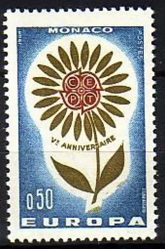 Monaco Mi.Nr. 783 Europa 64, Stilis. Blume und Emblem der CEPT (0,50)