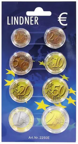 Lindner Münzkapsel-Set für einen Euro-Kursmünzensatz 2250E