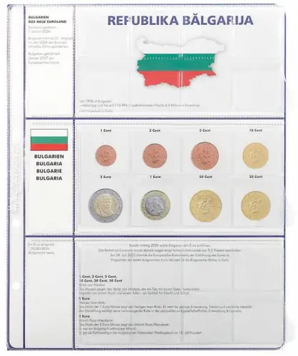 Lindner Vordruckblatt EURO COLLECTION für 3 Kursmünzensätze Bulgarien 