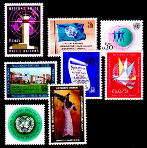 UNO Genf Mi.Nr. 1-8 Freimarken (8 Werte)