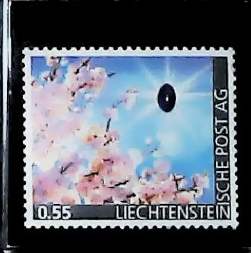 Liechtenstein pers. Marke mit Edelstein - Pfirsichblüten (Lapislazuli)