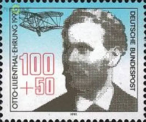 D,Bund Mi.Nr. 1543 Luftpostausst.Lilienthal (100+50)