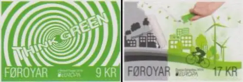 Färöer MiNr. 861-62 Europa 16, Umweltbewusst leben, Von Grau zu Grün, skl (2 W.)