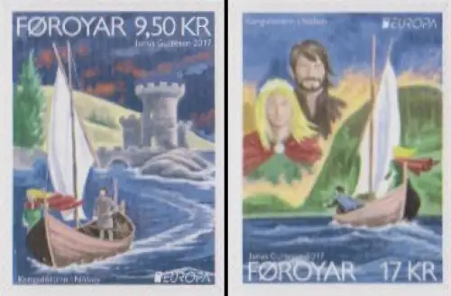 Färöer MiNr. 894-95 Europa 17, Burgen u.Schlösser,Prinzessin v.Nólsoy,skl (2 W.)