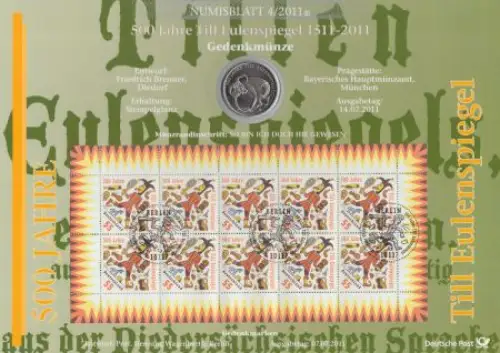 D,Bund, 500 Jahre Till Eulenspiegel  (Numisblatt 4/2011)