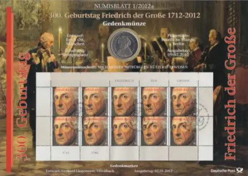 D,Bund, 300. Geb. Friedrich der Große  (Numisblatt 1/2012)