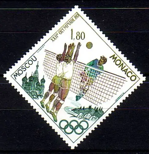 Monaco Mi.Nr. 1418 Olympische Sommerspiele Moskau, Volleyball (1,80)