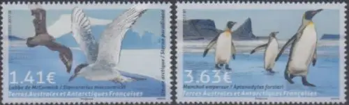 Franz.Geb.i.d. Antarktis MiNr. 968-69 Einh.Vögel, Antarktikskua, Pinguin (2 W.)