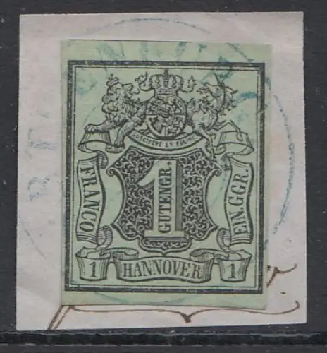 Hannover, Mi.Nr. 2 Gemusterter Wertschild unter Wappen (1 Ggr.), gestempelt