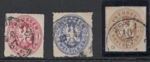 Preußen, Mi.Nr. 16 bis 18, Preußischer Adler im Oval, gestempelt