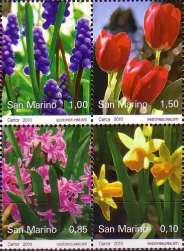 San Marino Mi.Nr. Zdr.2425-28 Frühlingsblumen (als Viererblock s.Bild)