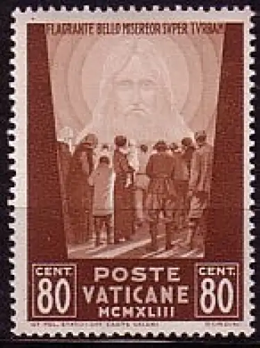 Vatikan Mi.Nr. 97 Hilfsw.f.d. Opfer des Krieges MCMXLIII, Christuskopf (80c)