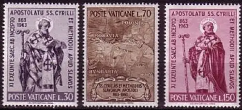 Vatikan Mi.Nr. 436-38 Missionstätigkeit Slawenapostel (3 Werte)