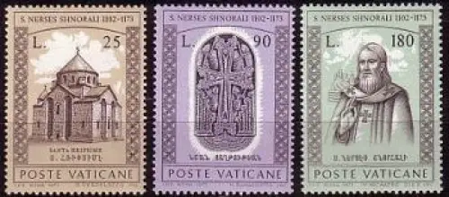 Vatikan Mi.Nr. 629-31 Armenischer Patriarch Narses Shnorali (3 Werte)