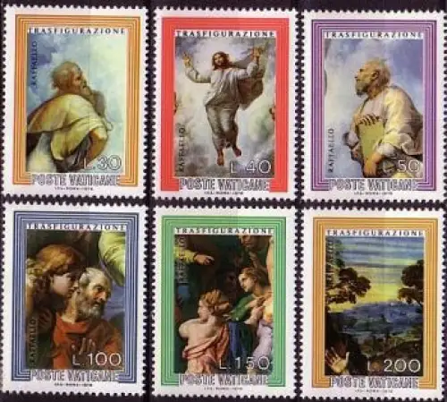 Vatikan Mi.Nr. 683-88 Verklärung Christi, Gemälde von Raffael (6 Werte)