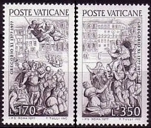 Vatikan Mi.Nr. 701-02 Rückkehr Papst Gregor XI. von Avignon nach Rom (2 Werte)