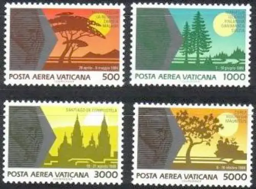 Vatikan Mi.Nr. 1014-17 Weltreisen Papst Johannes Paul II. (4 Werte)