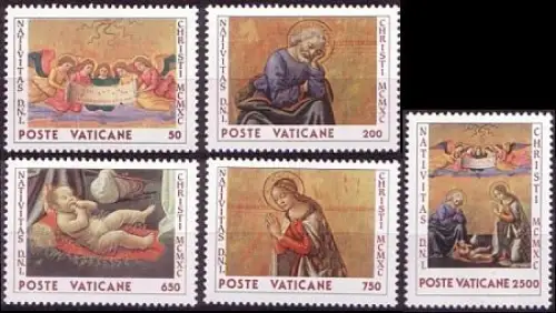 Vatikan Mi.Nr. 1018-22 Weihnachten 1990, Geburt Christi (5 Werte)