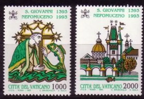Vatikan Mi.Nr. 1097-98 Hl. Johannes von Nepomuk (2 Werte)