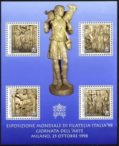 Vatikan Mi.Nr. Block 18 Bfm.ausst. ITALA 98, Frühchristl. Sakrophag-Hochreliefs