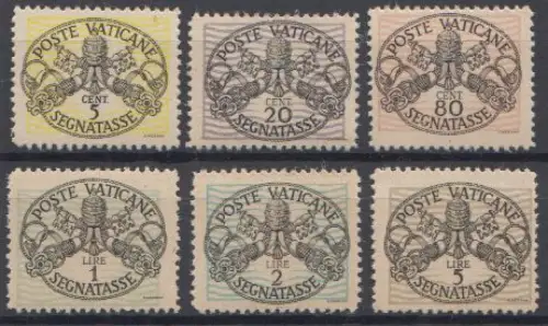 Vatikan Mi.Nr. Portom.7-12xI Wappenzeichnung, Type I (6 Werte m.Falz)