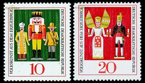 D,DDR Mi.Nr. 1333-34 Volkskunst Erzgebirge (2 Werte)