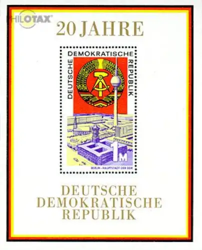 D,DDR Mi.Nr. Block 28 20 Jahre DDR, Rathaus, Marienkirche, Fernsehturm Berlin