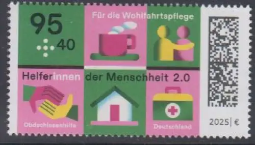 D,Bund Mi.Nr. 3885 Wohlfahrt 2025 Helfer der Menschheit Obdachlosenhilfe (95+40)