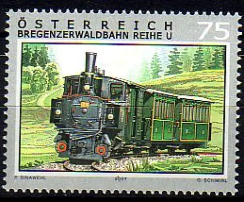 Österreich Mi.Nr. 2676 Eisenbahnen, Bregenzerwaldbahn mit Dampflok U  25 (75)