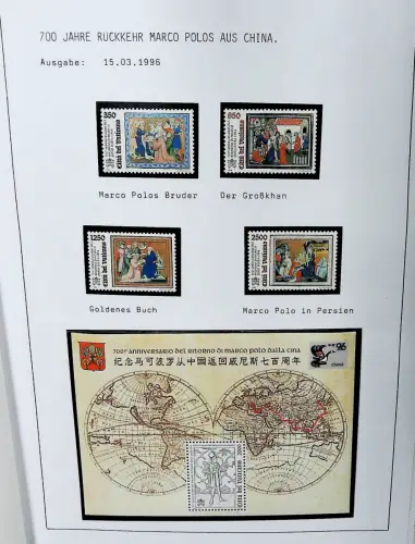 Sammlung Vatikan aus den Jahren 1996 - 2002, ** (alle Seiten sind unten abgebildet)