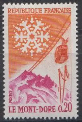 Frankreich MiNr. 1360 Mont-Dore, Seilbahn, Skistöcke (0,20)