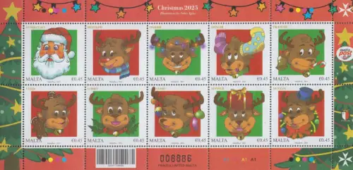 Malta MiNr. (noch nicht im Michel) Weihnachtsmann und seine Rentuere (Klbg.)