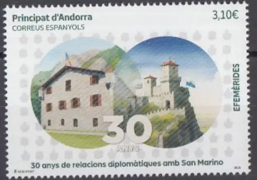 Andorra span. Mi.Nr. (noch nicht im Michel) 30 J. dipl. Beziehungen m.San Marino