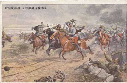 AK 1. Weltkrieg, Dragonerattacke