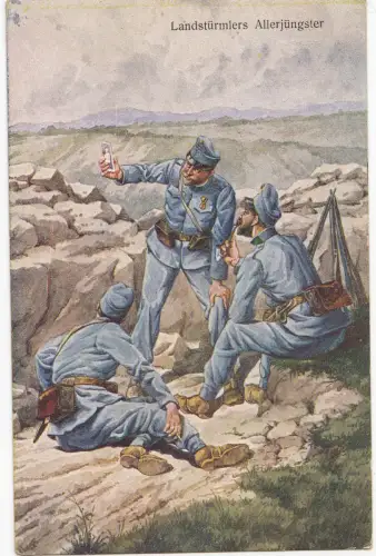 AK 1. Weltkrieg, Landstürmlers Allerjüngster