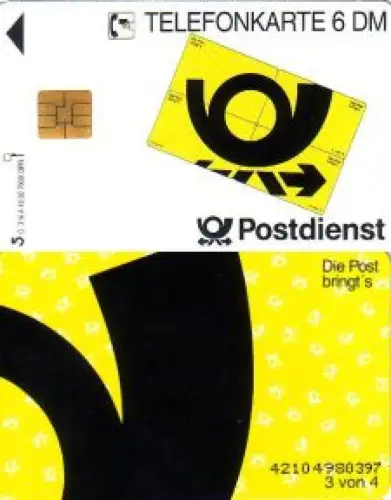 Telefonkarte O 316 A 10.92 Postdienst Puzzleteil 3 von 4